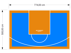 39M2/500X774CM BŁĘKITNO-POMARAŃCZOWE BOISKO DO KOSZYKÓWKI SPEEDSPORT HEXA POWER PRO