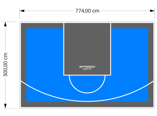 39M2/500X774CM BŁĘKITNO-GRAFITOWE BOISKO DO KOSZYKÓWKI SPEEDSPORT HEXA POWER PRO