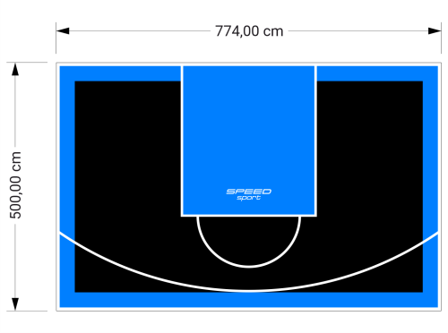 39M2/500X774CM CZARNO-BŁĘKITNE BOISKO DO KOSZYKÓWKI SPEEDSPORT HEXA POWER PRO