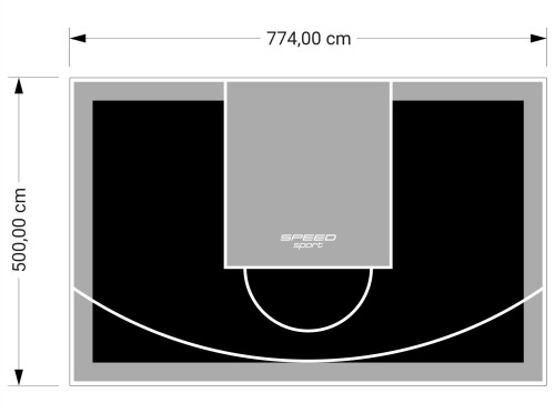 39M2/500X774CM CZARNO-SZARE BOISKO DO KOSZYKÓWKI SPEEDSPORT HEXA POWER PRO