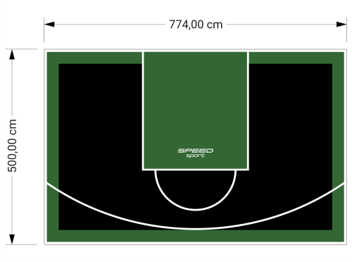 39M2/500X774CM CZARNO-ZIELONE BOISKO DO KOSZYKÓWKI SPEEDSPORT HEXA POWER PRO