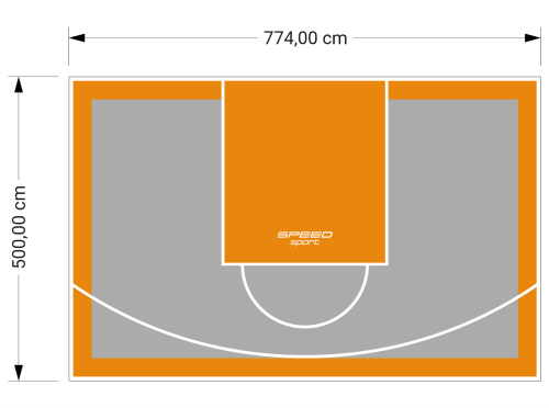 39M2/500X774CM SZARO-POMARAŃCZOWE BOISKO DO KOSZYKÓWKI SPEEDSPORT HEXA POWER PRO