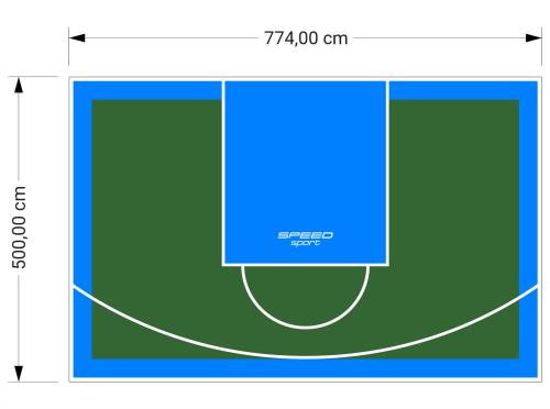 39M2/500X774CM ZIELONO-BŁĘKITNE BOISKO DO KOSZYKÓWKI SPEEDSPORT HEXA POWER PRO