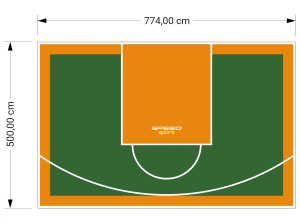 39M2/500X774CM ZIELONO-POMARAŃCZOWE BOISKO DO KOSZYKÓWKI SPEEDSPORT HEXA POWER PRO