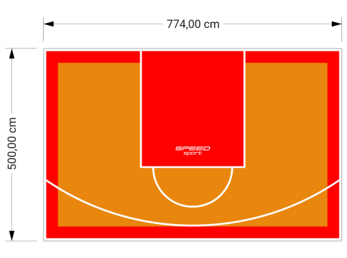 39M2/500X774CM POMARAŃCZOWO-CZERWONE BOISKO DO KOSZYKÓWKI SPEEDSPORT HEXA POWER PRO