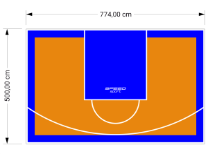 39M2/500X774CM POMARAŃCZOWO-NIEBIESKIE BOISKO DO KOSZYKÓWKI SPEEDSPORT HEXA POWER PRO