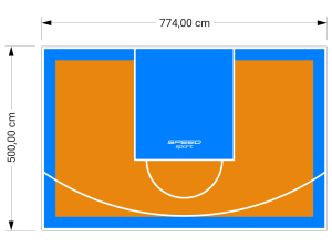 39M2/500X774CM POMARAŃCZOWO-BŁĘKITNE BOISKO DO KOSZYKÓWKI SPEEDSPORT HEXA POWER PRO