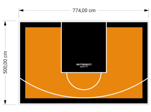 39M2/500X774CM POMARAŃCZOWO-CZARNE BOISKO DO KOSZYKÓWKI SPEEDSPORT HEXA POWER PRO