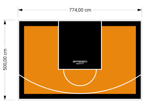 39M2/500X774CM POMARAŃCZOWO-CZARNE BOISKO DO KOSZYKÓWKI SPEEDSPORT HEXA POWER PRO