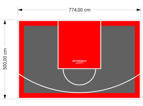 39M2/500X774CM GRAFITOWO-CZERWONE BOISKO DO KOSZYKÓWKI SPEEDSPORT HEXA POWER PRO