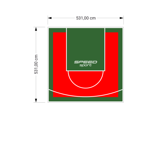 28M2/531X531CM CZERWONO-ZIELONE BOISKO DO KOSZYKÓWKI SPEEDSPORT HEXA POWER PRO
