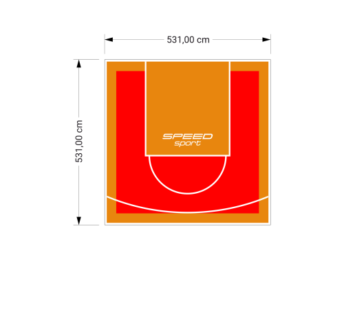 28M2/531X531CM CZERWONO-POMARAŃCZOWE BOISKO DO KOSZYKÓWKI SPEEDSPORT HEXA POWER PRO