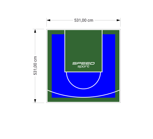 28M2/531X531CM NIEBIESKO-ZIELONE BOISKO DO KOSZYKÓWKI SPEEDSPORT HEXA POWER PRO