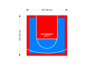 28M2/531X531CM BŁĘKITNO-CZERWONE BOISKO DO KOSZYKÓWKI SPEEDSPORT HEXA POWER PRO