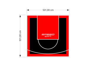 28M2/531X531CM CZARNO-CZERWONE BOISKO DO KOSZYKÓWKI SPEEDSPORT HEXA POWER PRO