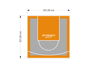 28M2/531X531CM SZARO-POMARAŃCZOWE BOISKO DO KOSZYKÓWKI SPEEDSPORT HEXA POWER PRO