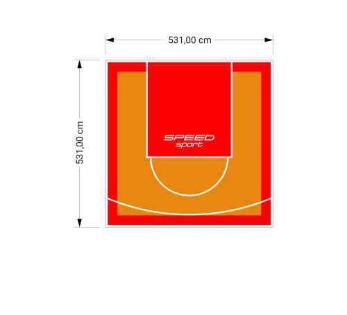 28M2/531X531CM POMARAŃCZOWO-CZERWONE BOISKO DO KOSZYKÓWKI SPEEDSPORT HEXA POWER PRO