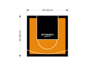 28M2/531X531CM POMARAŃCZOWO-CZARNE BOISKO DO KOSZYKÓWKI SPEEDSPORT HEXA POWER PRO