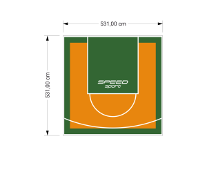 28M2/531X531CM POMARAŃCZOWO-ZIELONE BOISKO DO KOSZYKÓWKI SPEEDSPORT HEXA POWER PRO