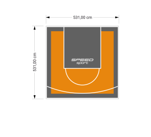 28M2/531X531CM POMARAŃCZOWO-GRAFITOWE BOISKO DO KOSZYKÓWKI SPEEDSPORT HEXA POWER PRO