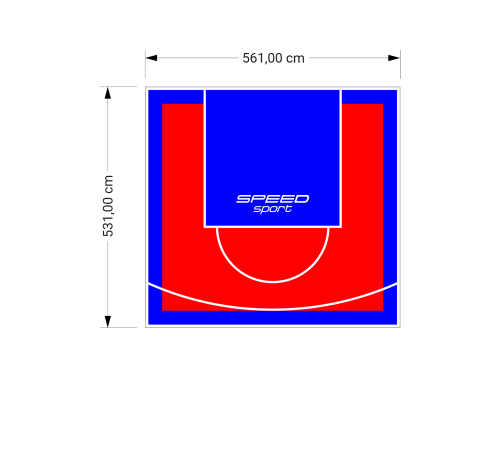 30M2/531X561CM CZERWONO-NIEBIESKIE BOISKO DO KOSZYKÓWKI SPEEDSPORT HEXA POWER PRO