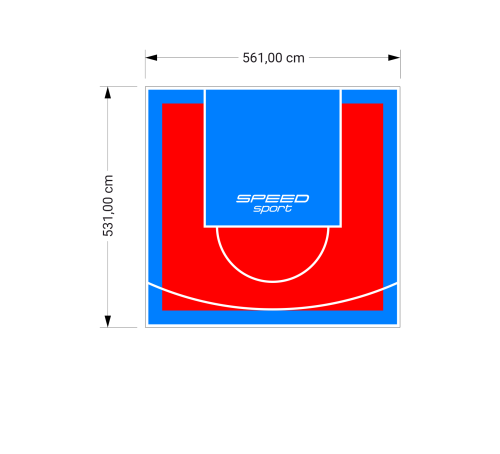 30M2/531X561CM CZERWONO-BŁĘKITNE BOISKO DO KOSZYKÓWKI SPEEDSPORT HEXA POWER PRO