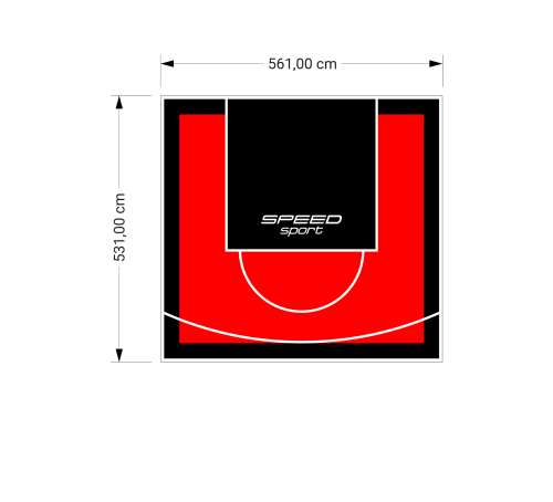 30M2/531X561CM CZERWONO-CZARNE BOISKO DO KOSZYKÓWKI SPEEDSPORT HEXA POWER PRO