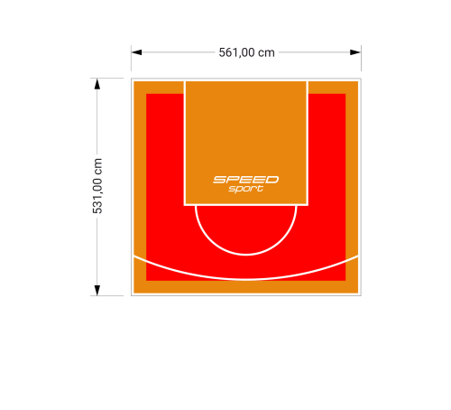 30M2/531X561CM CZERWONO-POMARAŃCZOWE BOISKO DO KOSZYKÓWKI SPEEDSPORT HEXA POWER PRO