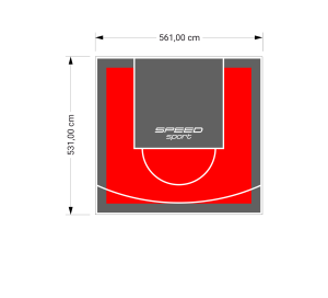 30M2/531X561CM CZERWONO-GRAFITOWE BOISKO DO KOSZYKÓWKI SPEEDSPORT HEXA POWER PRO