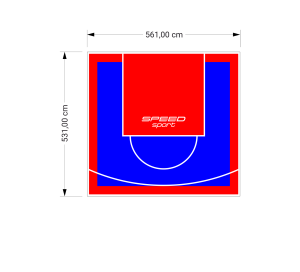 30M2/531X561CM NIEBIESKO-CZERWONE BOISKO DO KOSZYKÓWKI SPEEDSPORT HEXA POWER PRO