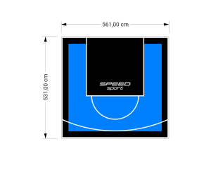 30M2/531X561CM BŁĘKITNO-CZARNE BOISKO DO KOSZYKÓWKI SPEEDSPORT HEXA POWER PRO