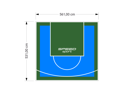 30M2/531X561CM BŁĘKITNO-ZIELONE BOISKO DO KOSZYKÓWKI SPEEDSPORT HEXA POWER PRO