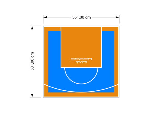 30M2/531X561CM BŁĘKITNO-POMARAŃCZOWE BOISKO DO KOSZYKÓWKI SPEEDSPORT HEXA POWER PRO