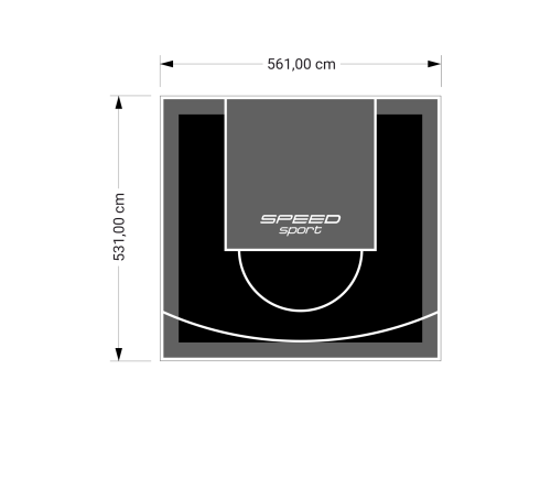 30M2/531X561CM CZARNO-GRAFITOWE BOISKO DO KOSZYKÓWKI SPEEDSPORT HEXA POWER PRO