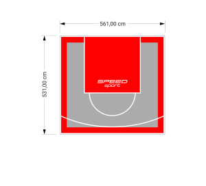 30M2/531X561CM SZARO-CZERWONE BOISKO DO KOSZYKÓWKI SPEEDSPORT HEXA POWER PRO