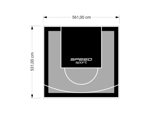 30M2/531X561CM SZARO-CZARNE BOISKO DO KOSZYKÓWKI SPEEDSPORT HEXA POWER PRO