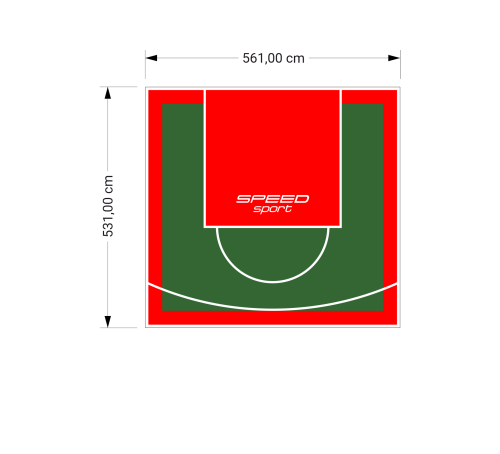 30M2/531X561CM ZIELONO-CZERWONE BOISKO DO KOSZYKÓWKI SPEEDSPORT HEXA POWER PRO