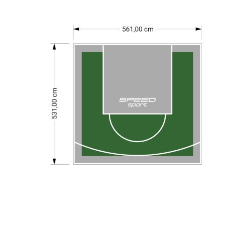 30M2/531X561CM ZIELONO-SZARE BOISKO DO KOSZYKÓWKI SPEEDSPORT HEXA POWER PRO
