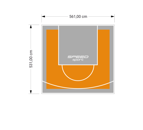 30M2/531X561CM POMARAŃCZOWO-SZARE BOISKO DO KOSZYKÓWKI SPEEDSPORT HEXA POWER PRO