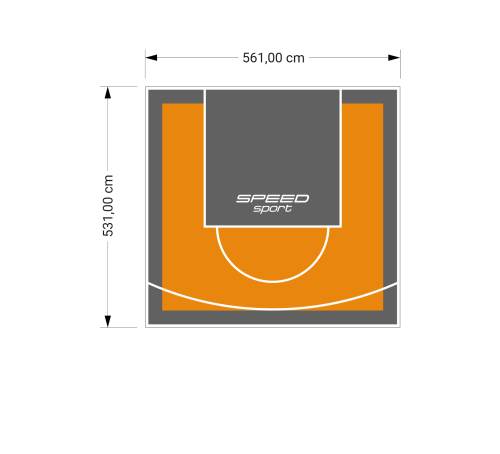 30M2/531X561CM POMARAŃCZOWO-GRAFITOWE BOISKO DO KOSZYKÓWKI SPEEDSPORT HEXA POWER PRO