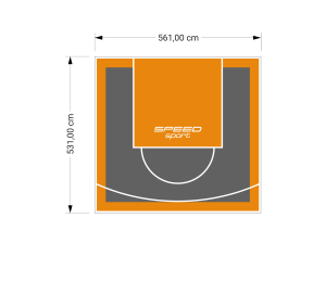 30M2/531X561CM GRAFITOWO-POMARAŃCZOWE BOISKO DO KOSZYKÓWKI SPEEDSPORT HEXA POWER PRO