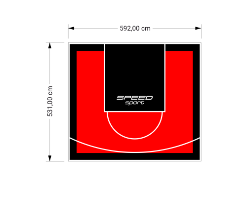 32M2/531X592CM CZERWONO-CZARNE BOISKO DO KOSZYKÓWKI SPEEDSPORT HEXA POWER PRO