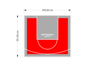 32M2/531X592CM CZERWONO-SZARE BOISKO DO KOSZYKÓWKI SPEEDSPORT HEXA POWER PRO
