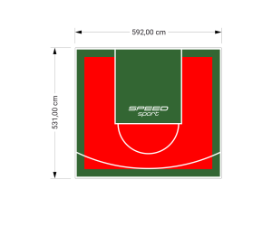 32M2/531X592CM CZERWONO-ZIELONE BOISKO DO KOSZYKÓWKI SPEEDSPORT HEXA POWER PRO