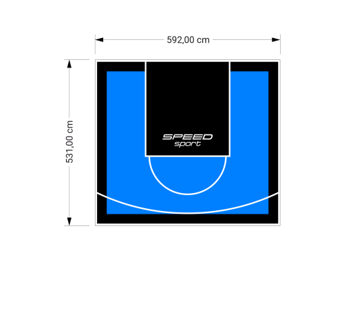 32M2/531X592CM BŁĘKITNO-CZARNE BOISKO DO KOSZYKÓWKI SPEEDSPORT HEXA POWER PRO