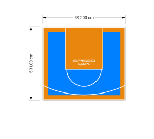 32M2/531X592CM BŁĘKITNO-POMARAŃCZOWE BOISKO DO KOSZYKÓWKI SPEEDSPORT HEXA POWER PRO