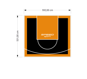32M2/531X592CM CZARNO-POMARAŃCZOWE BOISKO DO KOSZYKÓWKI SPEEDSPORT HEXA POWER PRO