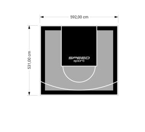 32M2/531X592CM SZARO-CZARNE BOISKO DO KOSZYKÓWKI SPEEDSPORT HEXA POWER PRO