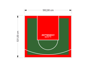 32M2/531X592CM ZIELONO-CZERWONE BOISKO DO KOSZYKÓWKI SPEEDSPORT HEXA POWER PRO