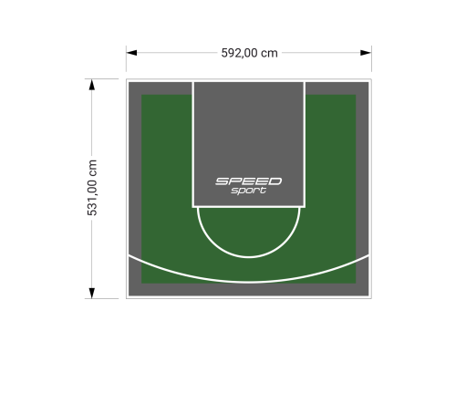 32M2/531X592CM ZIELONO-GRAFITOWE BOISKO DO KOSZYKÓWKI SPEEDSPORT HEXA POWER PRO